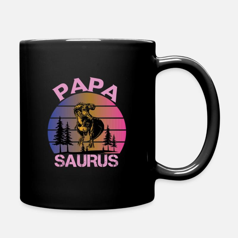Papasaurus Fête des Pères Dinosaure T-Rex Idée Cadeau - Mug uni - noir