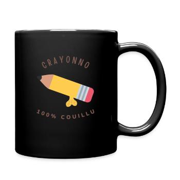 CRAYONNO 100% Couillu. Audacieux et courageux - Mug uni - noir - Droite