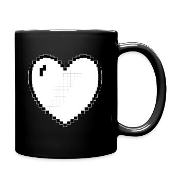 Herz heart Pixel Gamer Geschenk - Tasse einfarbig - Schwarz - Rechts