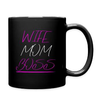 Wife Mom Boss Wife Mama Mother Gift - Full Colour Mug - black - Right