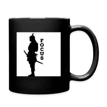 FOKUS design mit Samurai - Tasse einfarbig - Schwarz - Rechts