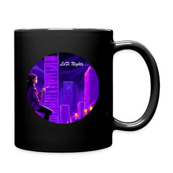 Lofi Vibe Girl in neon lila Stadt - Tasse einfarbig - Schwarz - Rechts