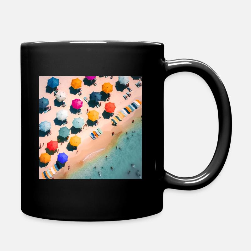 Strand, Sommer, Gute Laune - Tasse einfarbig - Schwarz