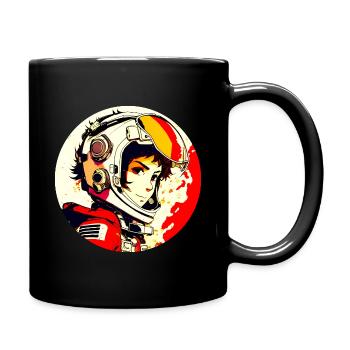 Anime Pilotin - Tasse einfarbig - Schwarz - Rechts