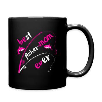 Beste Fischermutter aller Zeiten - Tasse einfarbig - Schwarz - Rechts