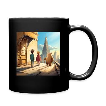 Deux enfants et leur peluche deviennent réalité - Mug uni - noir - Droite