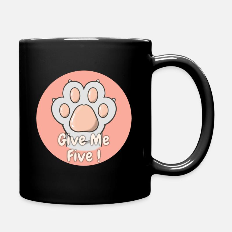Give Me Five Patte de Chat Gris Clair - Mug uni - noir