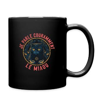 Portrait de chat Art-déco - je parle le miaou - Mug uni - noir - Droite