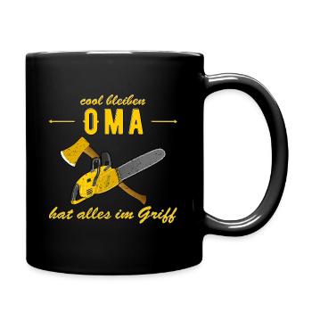 cool bleiben - Oma hat alles im Griff - Tasse einfarbig - Schwarz - Rechts