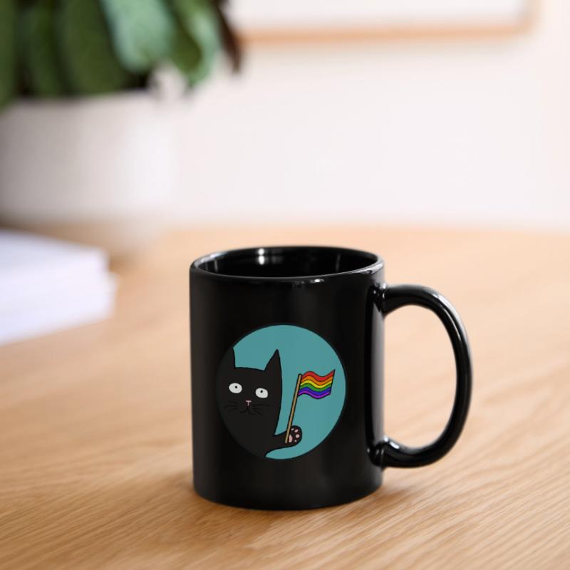 Schwartze Pride Katze Tasse einfarbig