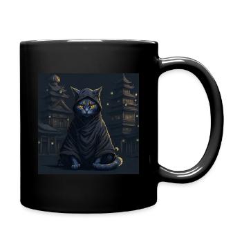 Ninja cat in pajamas, undercover experts - Full Colour Mug - black - Right