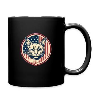 Amerikanische Vintage Katze - Tasse einfarbig - Schwarz - Rechts