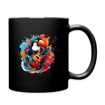 Toucan avec guitare - Mug uni - noir - Droite