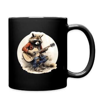 Raccoon playing guitar 3 - Full Colour Mug - black - Right