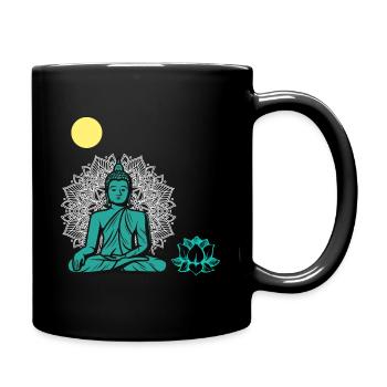 Meditating Buddha - Full Colour Mug - black - Right