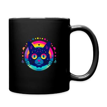 Flat Icon Cat Rainbow - Tasse einfarbig - Schwarz - Rechts