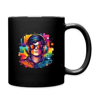 Homme portant un casque et des lunettes de soleil - Mug uni - noir - Droite