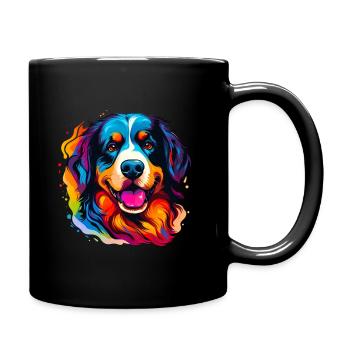 Berner Sennenhund in Regenbogenfarben - Tasse einfarbig - Schwarz - Rechts