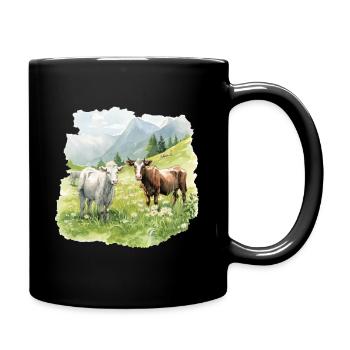 Cows in a pasture - Full Colour Mug - black - Right