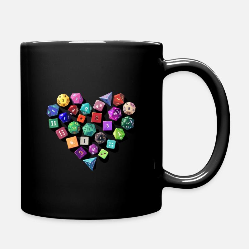 Pen and Paper Würfel Herz - Tasse einfarbig - Schwarz