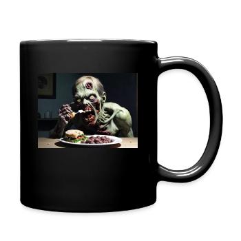 Zombie eats - Tasse einfarbig - Schwarz - Rechts