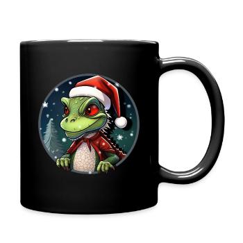 Eidechsen Weihnachten - Tasse einfarbig - Schwarz - Rechts
