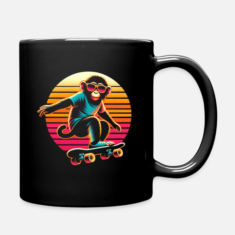 Affe Skateboard - Tasse einfarbig - Schwarz