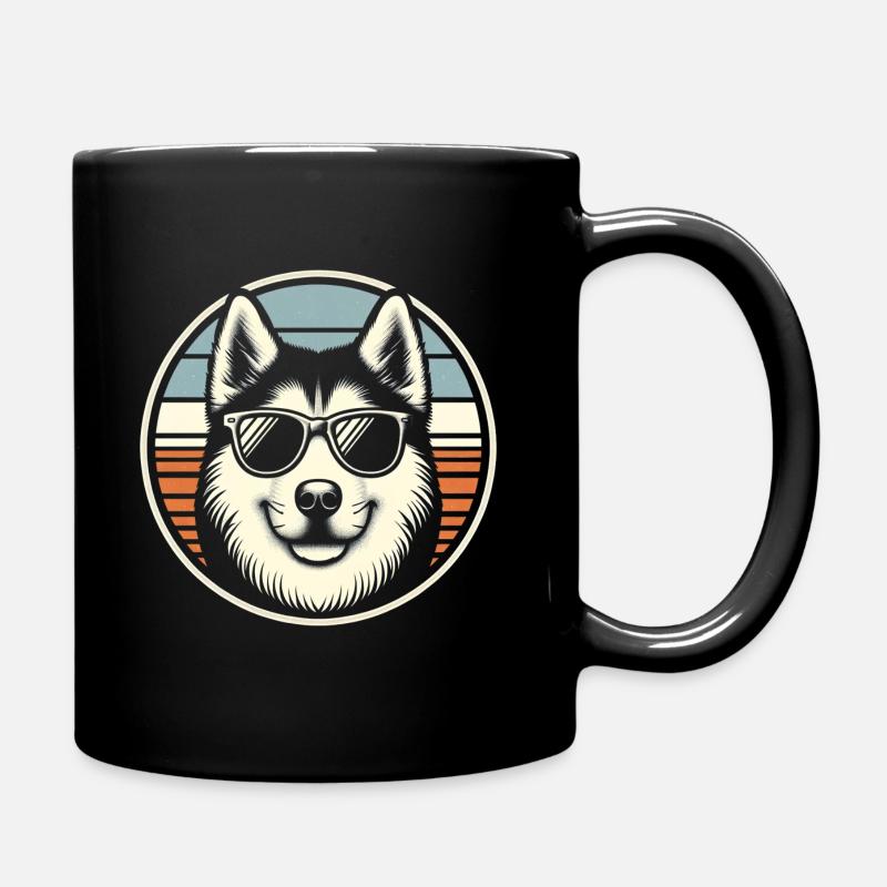 Husky Hund - Tasse einfarbig - Schwarz