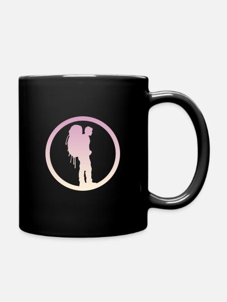 Backpacking Hiking Pilgrims - Full Colour Mug - black