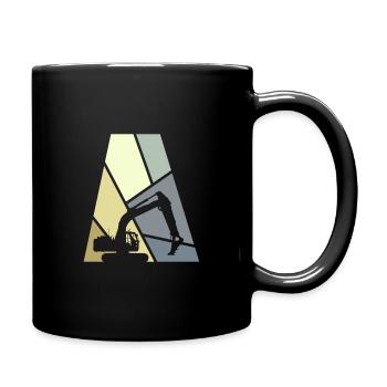 Bagger Baustelle Baggerfahrerin - Tasse einfarbig - Schwarz - Rechts
