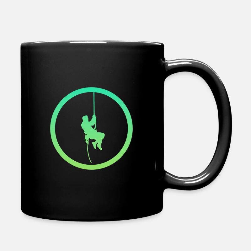 Climbing, rock climbing, rope climbing - Full Colour Mug - black