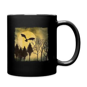 Full moon over trees - Full Colour Mug - black - Right