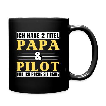 Ich habe 2 Titel Papa und Pilot - Tasse einfarbig - Schwarz - Rechts