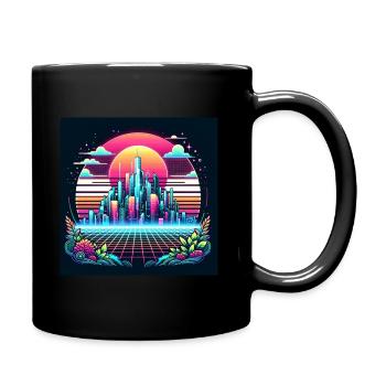 Neon City Sunrise - Tasse einfarbig - Schwarz - Rechts