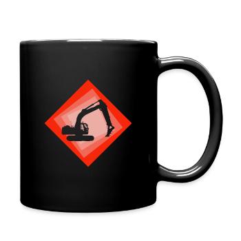 Excavator, construction worker, construction site - Full Colour Mug - black - Right