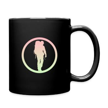 Backpacking Wanderer Wanderung - Tasse einfarbig - Schwarz - Rechts
