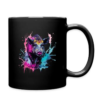 Wildschwein in Aquarellen - Tasse einfarbig - Schwarz - Rechts