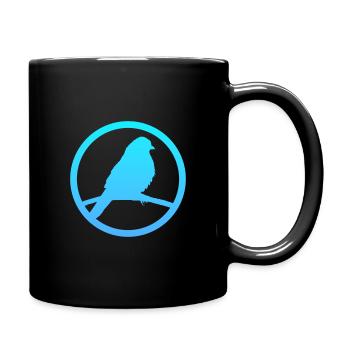 Peep Parakeet Bird Illustration - Full Colour Mug - black - Right