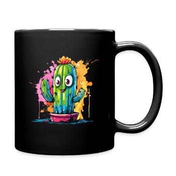 Cheerful Cactus with Eyes Splash - Full Colour Mug - black - Right