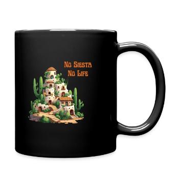 Cactus City No Siesta No Life - Full Colour Mug - black - Right