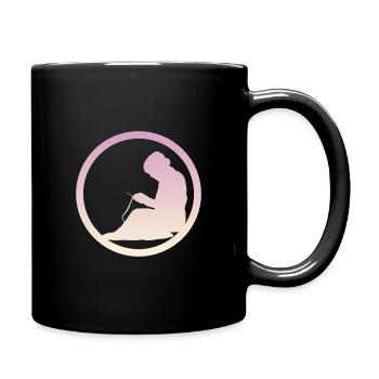 Häkeln Wolle Crochet - Tasse einfarbig - Schwarz - Rechts