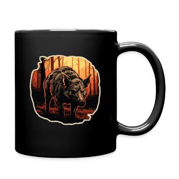 Chasse Chasse Chasseur Sanglier Sanglier - Mug uni - noir - Droite