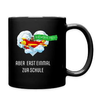 SCHULKIND 2024 Einschulung Erster Schultag - Tasse einfarbig - Schwarz - Rechts
