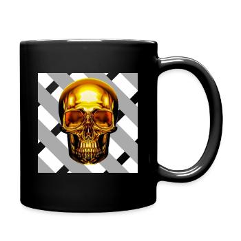 Goldener Schädel: Rebellisch und stilvoll - Tasse einfarbig - Schwarz - Rechts
