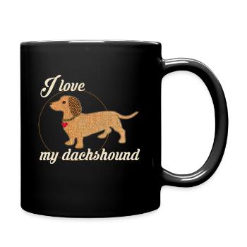 I Love My Dachshound Dachshund Friend - Full Colour Mug - black - Right