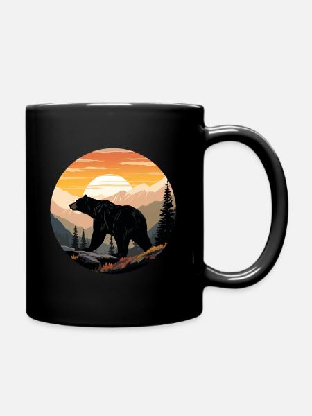Mountains Bär - Tasse einfarbig - Schwarz