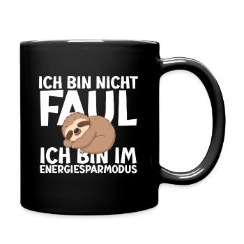 Niedliches Faultier im Energiesparmodus - Tasse einfarbig - Schwarz - Rechts