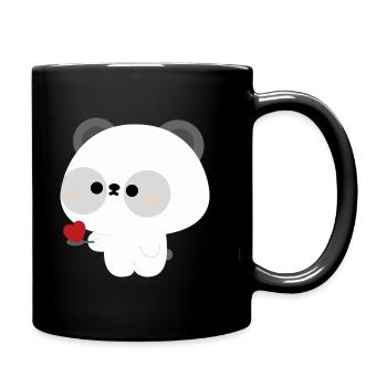 Panda Fütterung Liebe - Tasse einfarbig - Schwarz - Rechts