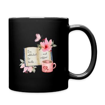Addicted to books and coffee - Tasse einfarbig - Schwarz - Rechts