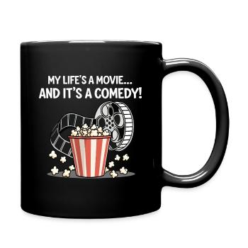 Lustiges Popcorn-Film Design - Tasse einfarbig - Schwarz - Rechts